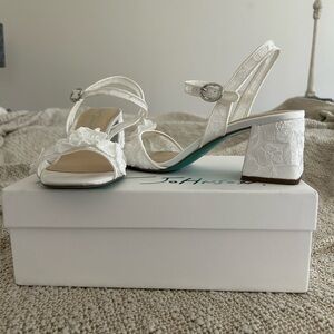 Betsey Johnson White Lace Block Heels